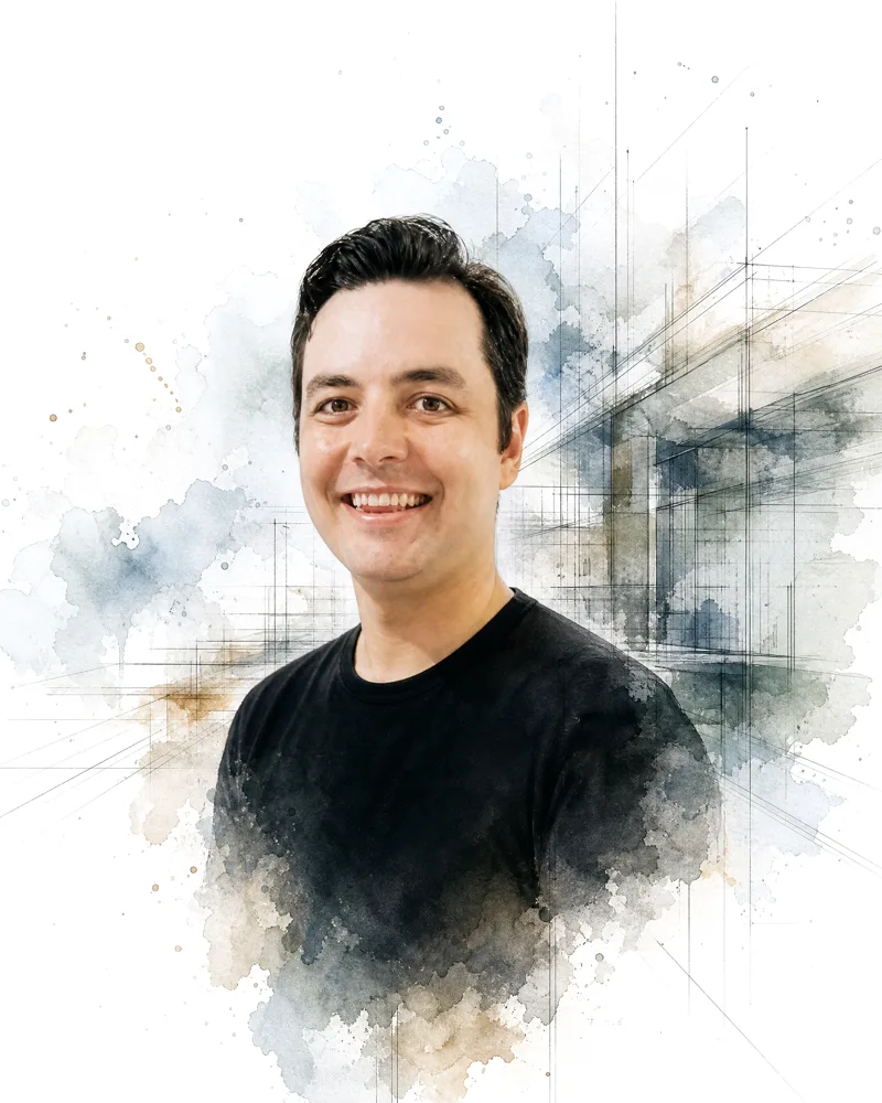 Watercolour portrait of Alex Barrat